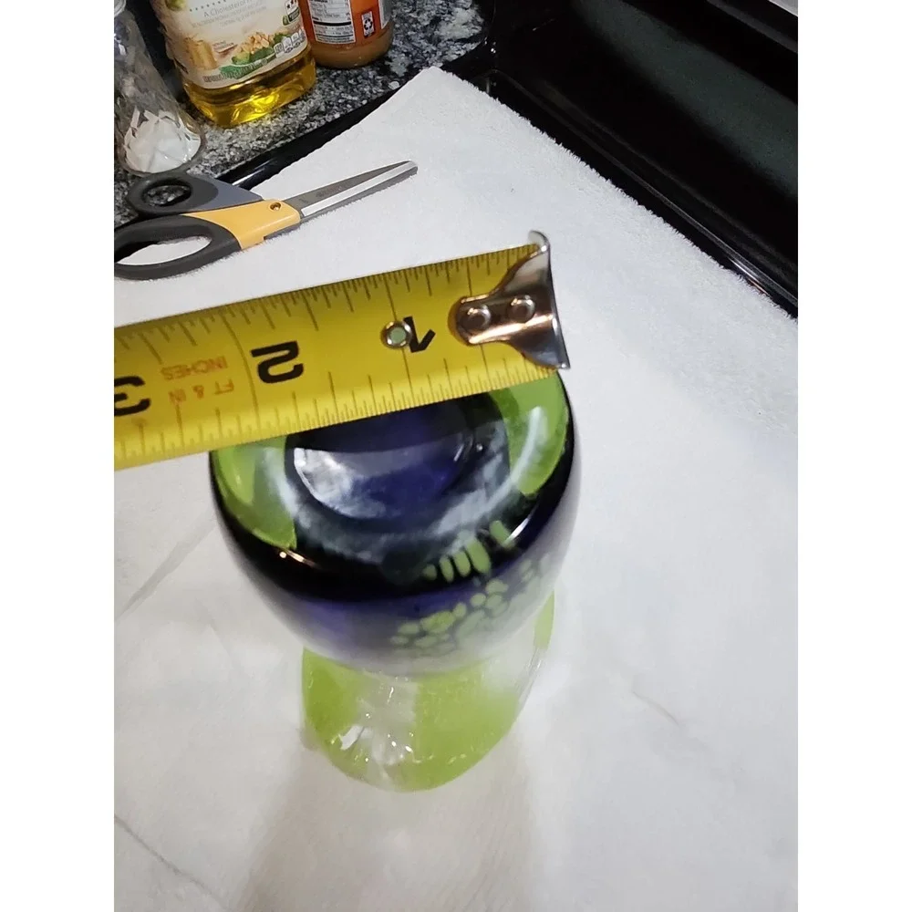 VTG~Murrhina Spatter~Lime Green/Purple~Art Glass Vase~Flared Lip~Hand Blown~8